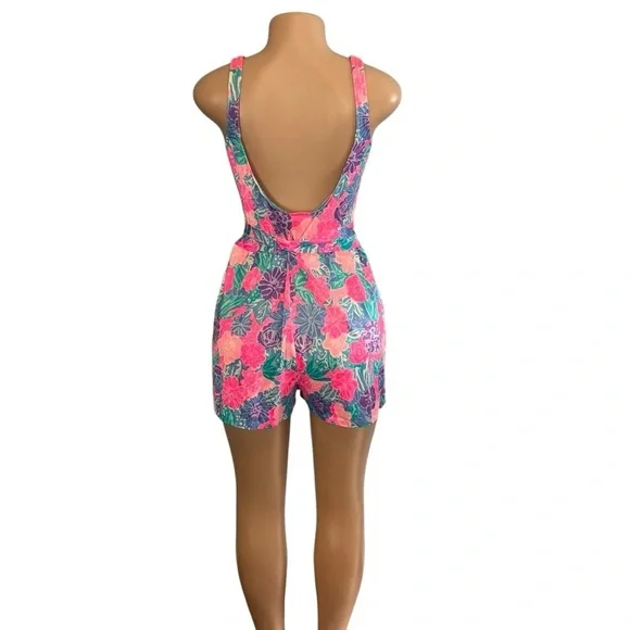 Maxine of Hollywood Vintage Playsuit Pink and Teal Blue - Picture 7 of 8